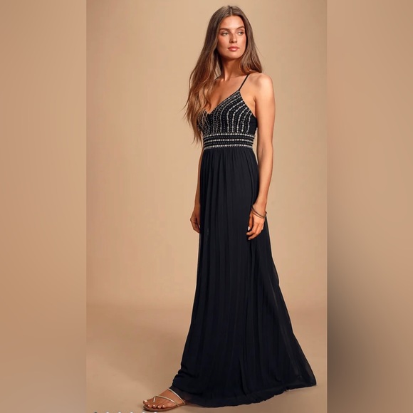Lulus Dresses & Skirts - Glamorous Gala Black Embroidered Maxi Dress